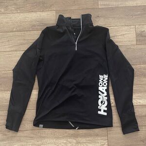 Hoka One One Black Quarter-Zip Pullover with White Logo